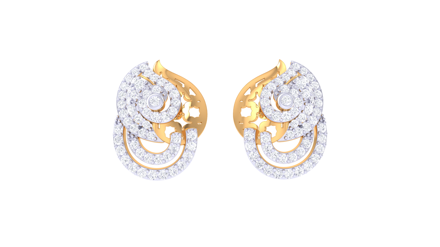 Surreal Delicate Stud Earrings In Yellow Gold - 0.77 Brilliant Sparkle Round Diamonds