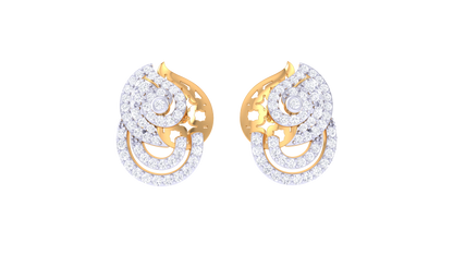 Surreal Delicate Stud Earrings In Yellow Gold - 0.77 Brilliant Sparkle Round Diamonds