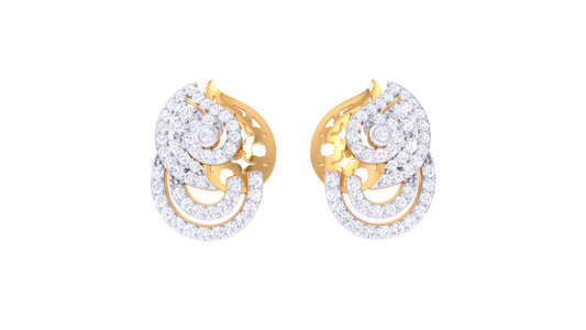 Surreal Delicate Stud Earrings In Yellow Gold - 0.77 Brilliant Sparkle Round Diamonds