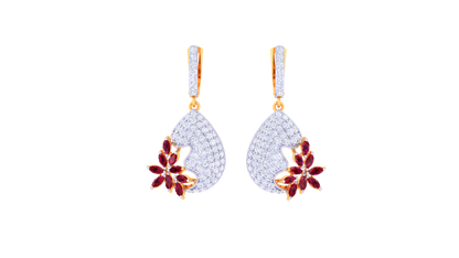 Crimson Bloom Hoop Earrings In Luminous Gold – 1.50 Ct Brilliant Diamonds