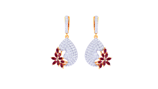 Crimson Bloom Hoop Earrings In Luminous Gold – 1.50 Ct Brilliant Diamonds