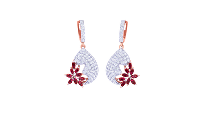 Crimson Bloom Hoop Earrings In Luminous Gold – 1.50 Ct Brilliant Diamonds