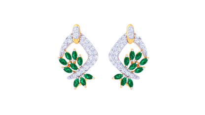 Emerald Leaf Swirl Stud Earrings In Gold - 0.67 Ct Dazzling Diamond
