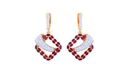 Crimson Wave Hoop Earrings In Gold - 1.46 Ct Diamond & Ruby