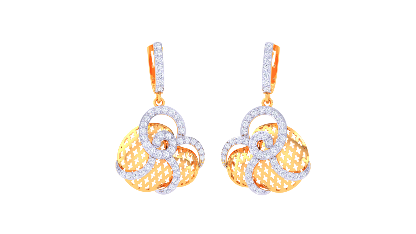 Vine Swirl Hoop Earrings in Gold - 0.81 Ct Diamonds