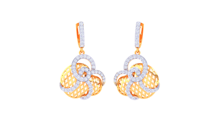 Vine Swirl Hoop Earrings in Gold - 0.81 Ct Diamonds