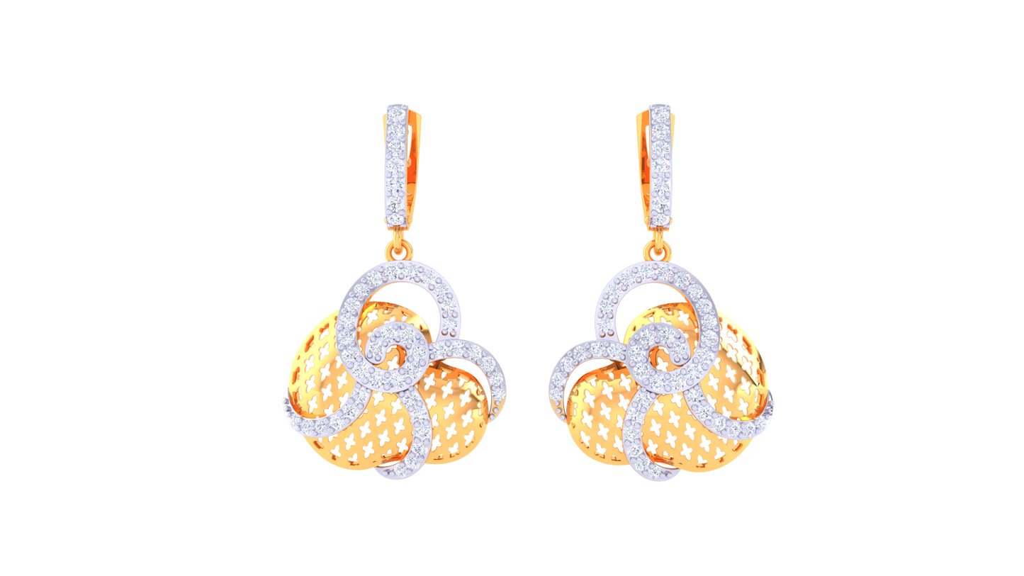 Vine Swirl Hoop Earrings in Gold - 0.81 Ct Diamonds
