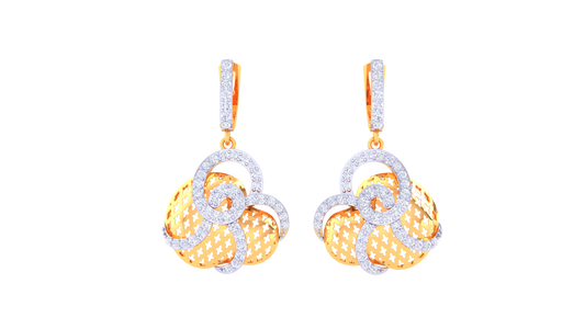 Vine Swirl Hoop Earrings in Gold - 0.81 Ct Diamonds