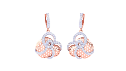 Vine Swirl Hoop Earrings in Gold - 0.81 Ct Diamonds