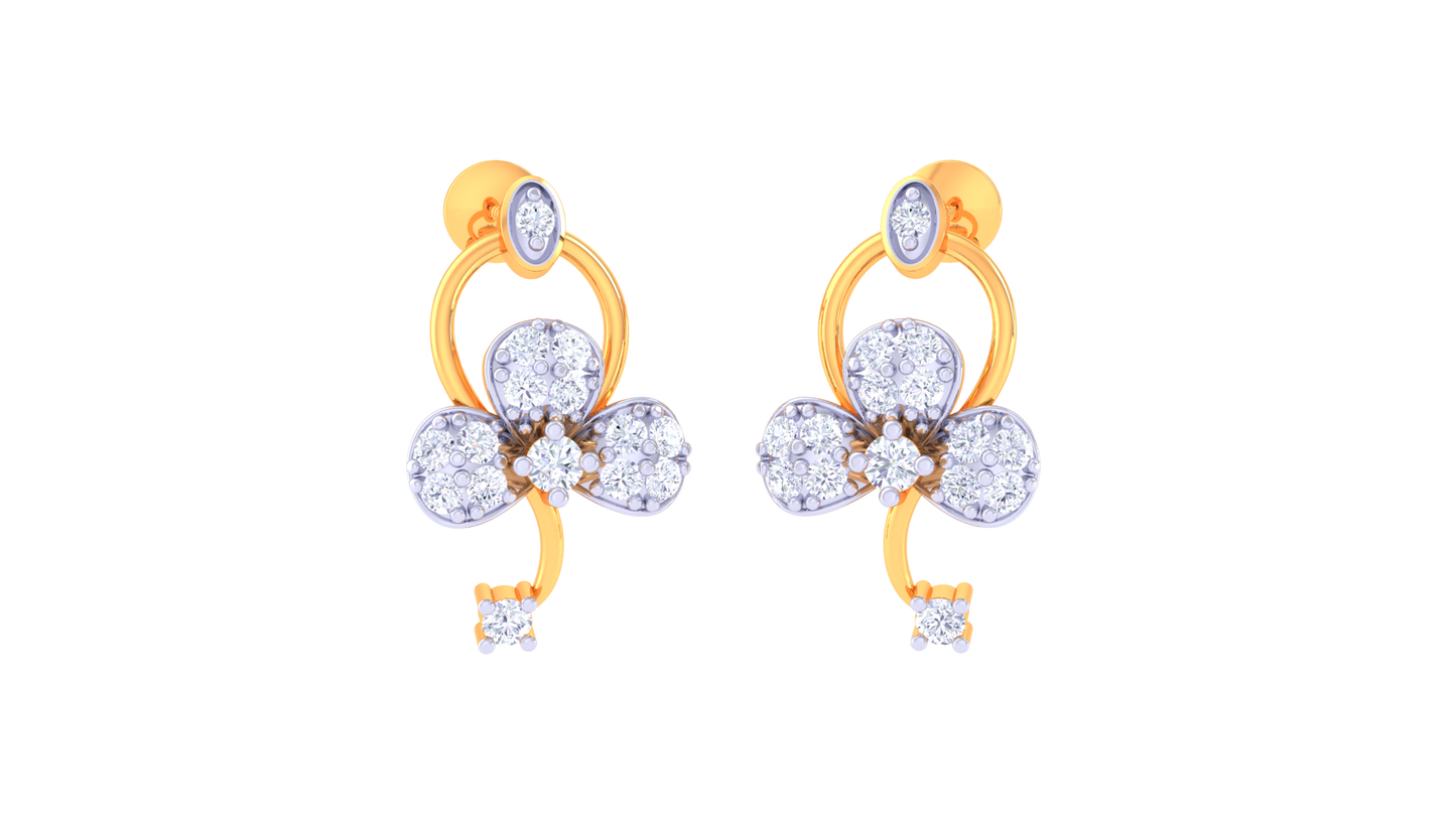 Trillium Halo Stud Earrings In Gold - 0.32 Ct Dazzling Diamonds