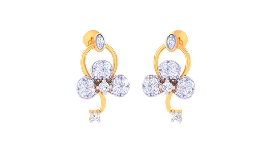 Trillium Halo Stud Earrings In Gold - 0.32 Ct Dazzling Diamonds