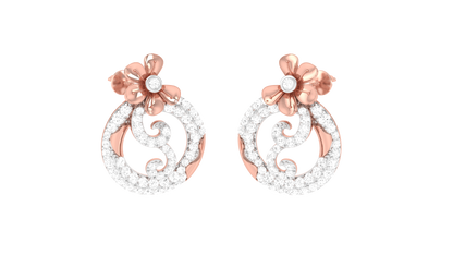 Lumine Filigree Stud Yellow Gold Erarrings - 0.84 Ct Round Cut Diamonds Sparkle