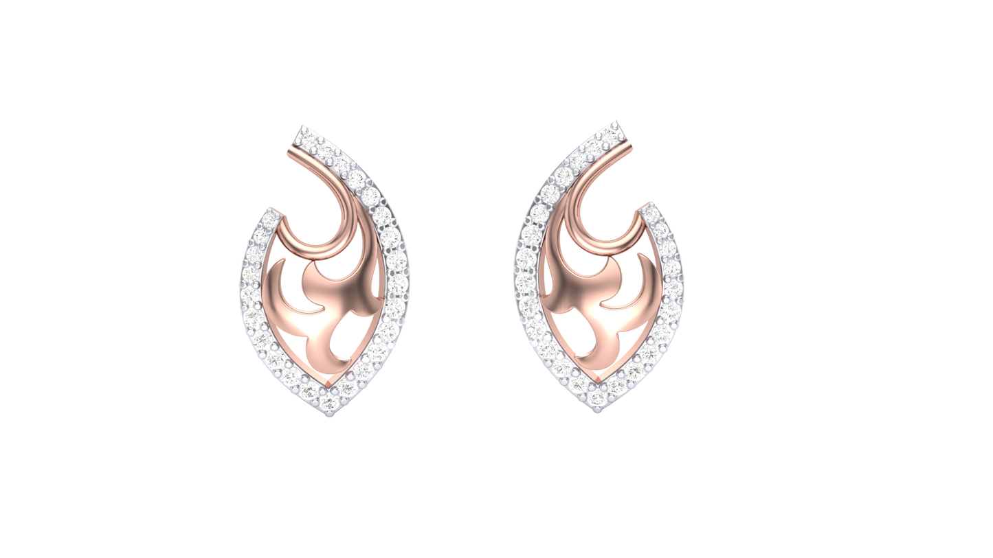 Radiant Leaf Diamond Earring In Gold - 0.20 Ct