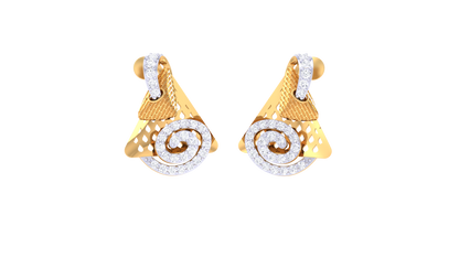 Spiral Crest Stud Earrings In Gold - 0.42 Ct Sparking Diamonds