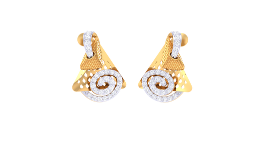 Spiral Crest Stud Earrings In Gold - 0.42 Ct Sparking Diamonds