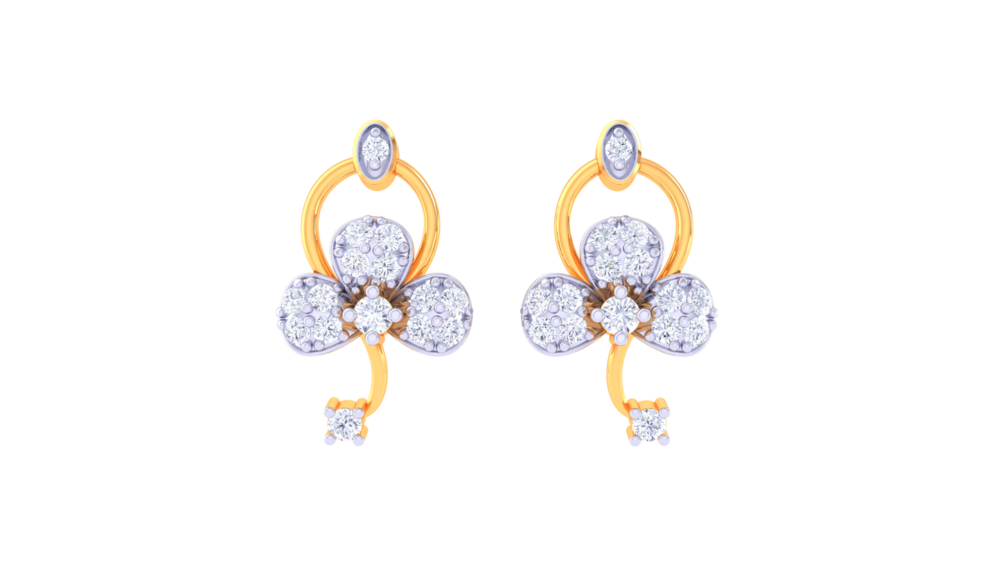 Trillium Halo Stud Earrings In Gold - 0.32 Ct Dazzling Diamonds