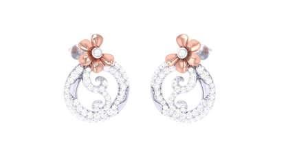 Lumine Filigree Stud Yellow Gold Erarrings - 0.84 Ct Round Cut Diamonds Sparkle