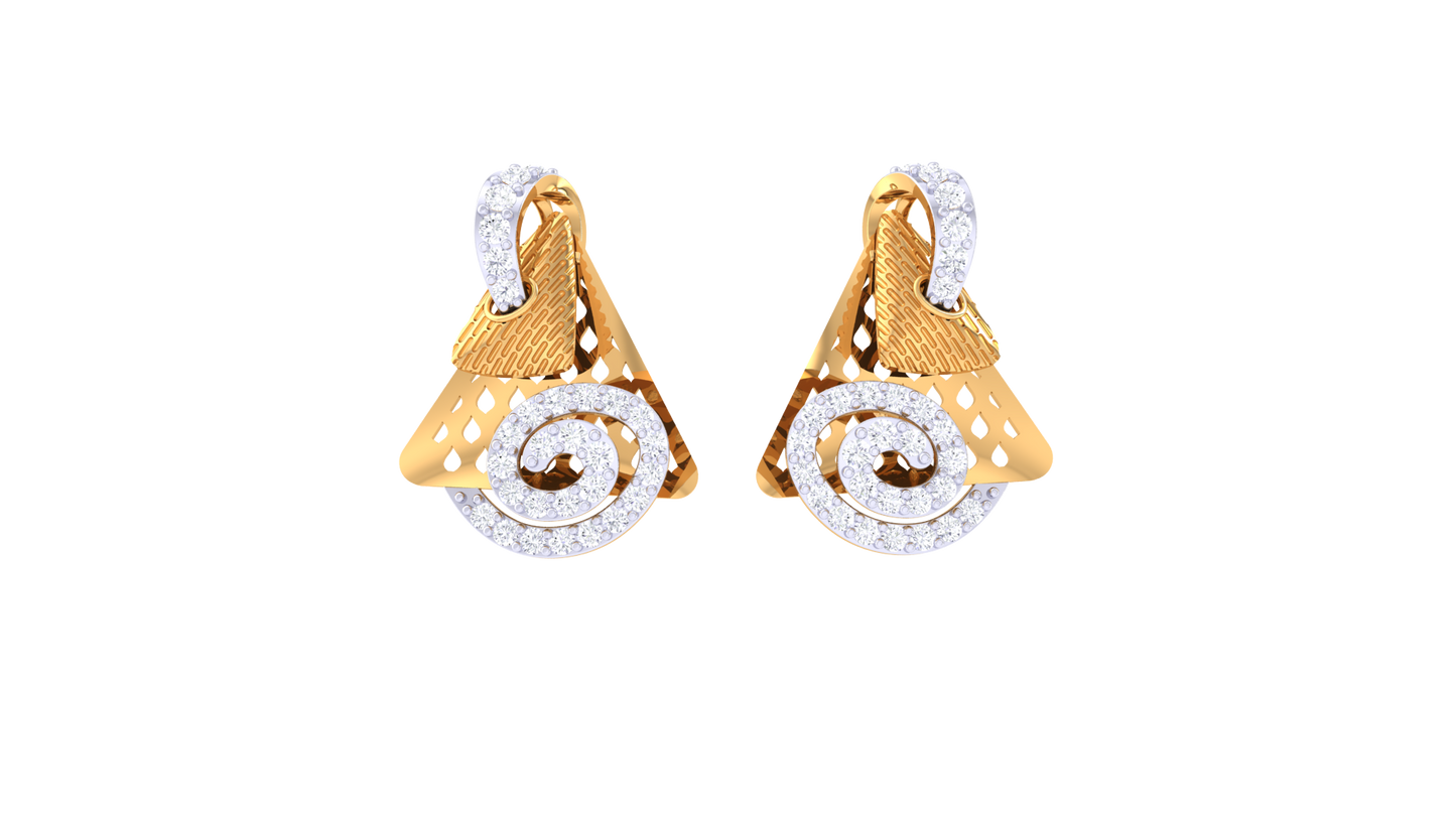 Spiral Crest Stud Earrings In Gold - 0.42 Ct Sparking Diamonds