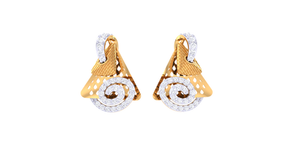 Spiral Crest Stud Earrings In Gold - 0.42 Ct Sparking Diamonds