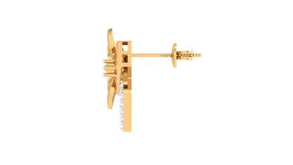 Duet Flora Frame Earrings In Yellow Gold - 0.26 Ct Sparkling Round Cut Dimonds