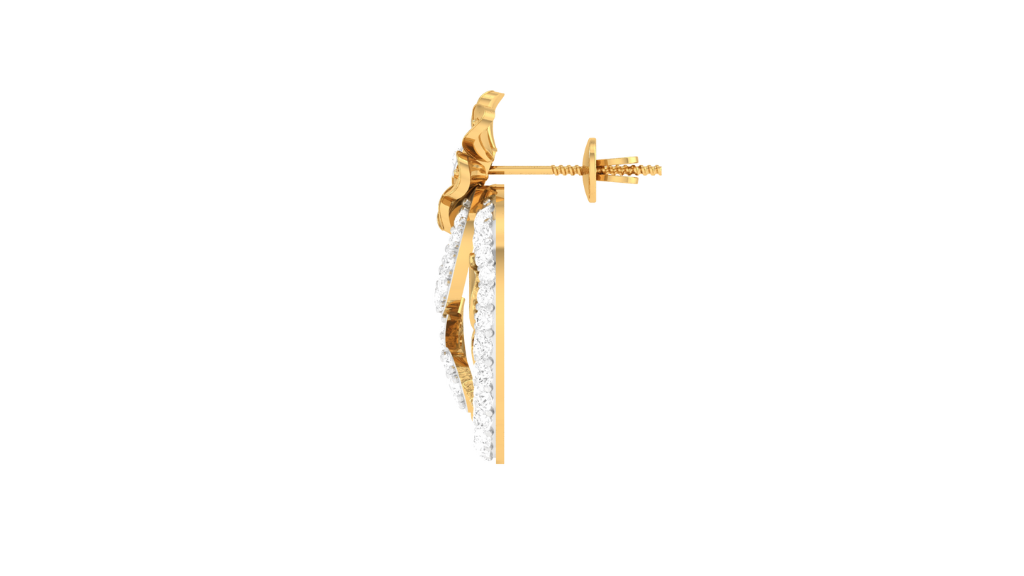 Lumine Filigree Stud Yellow Gold Erarrings - 0.84 Ct Round Cut Diamonds Sparkle