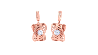 Twisted Leaf Gold Hoop Earrings - 0.64 Ct Sparkling Diamond Accents