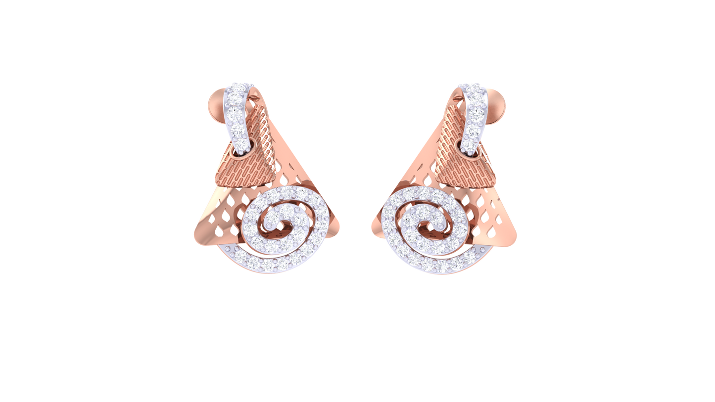Spiral Crest Stud Earrings In Gold - 0.42 Ct Sparking Diamonds