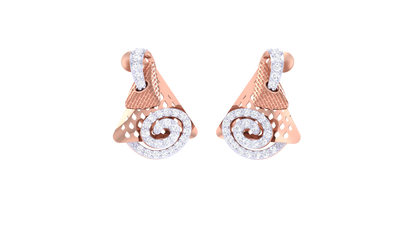 Spiral Crest Stud Earrings In Gold - 0.42 Ct Sparking Diamonds