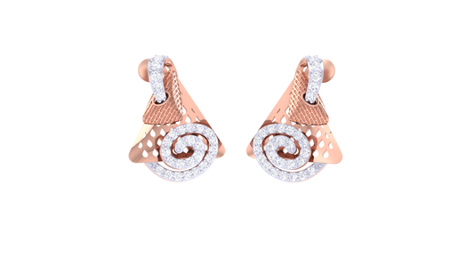 Spiral Crest Stud Earrings In Gold - 0.42 Ct Sparking Diamonds