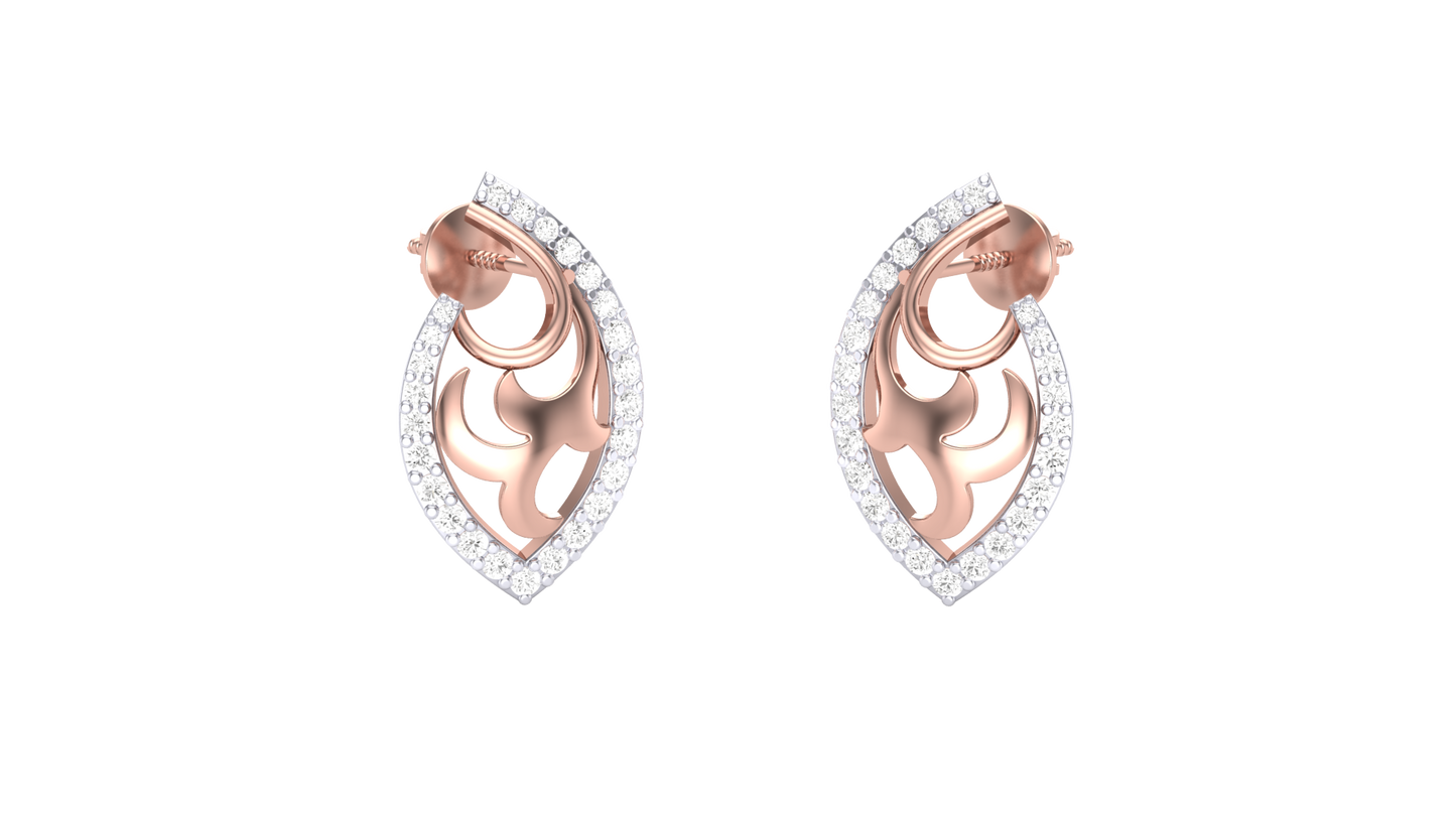 Radiant Leaf Diamond Earring In Gold - 0.20 Ct