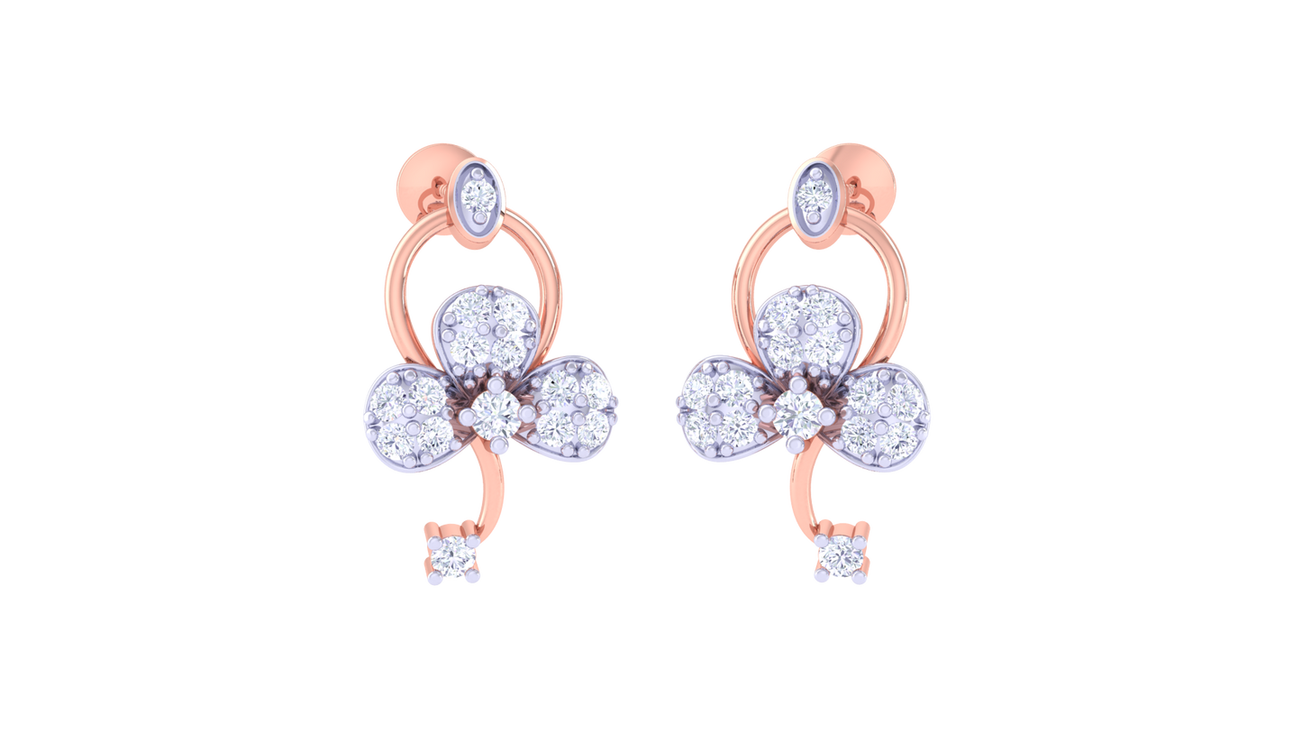 Trillium Halo Stud Earrings In Gold - 0.32 Ct Dazzling Diamonds