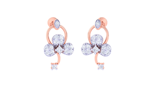 Trillium Halo Stud Earrings In Gold - 0.32 Ct Dazzling Diamonds