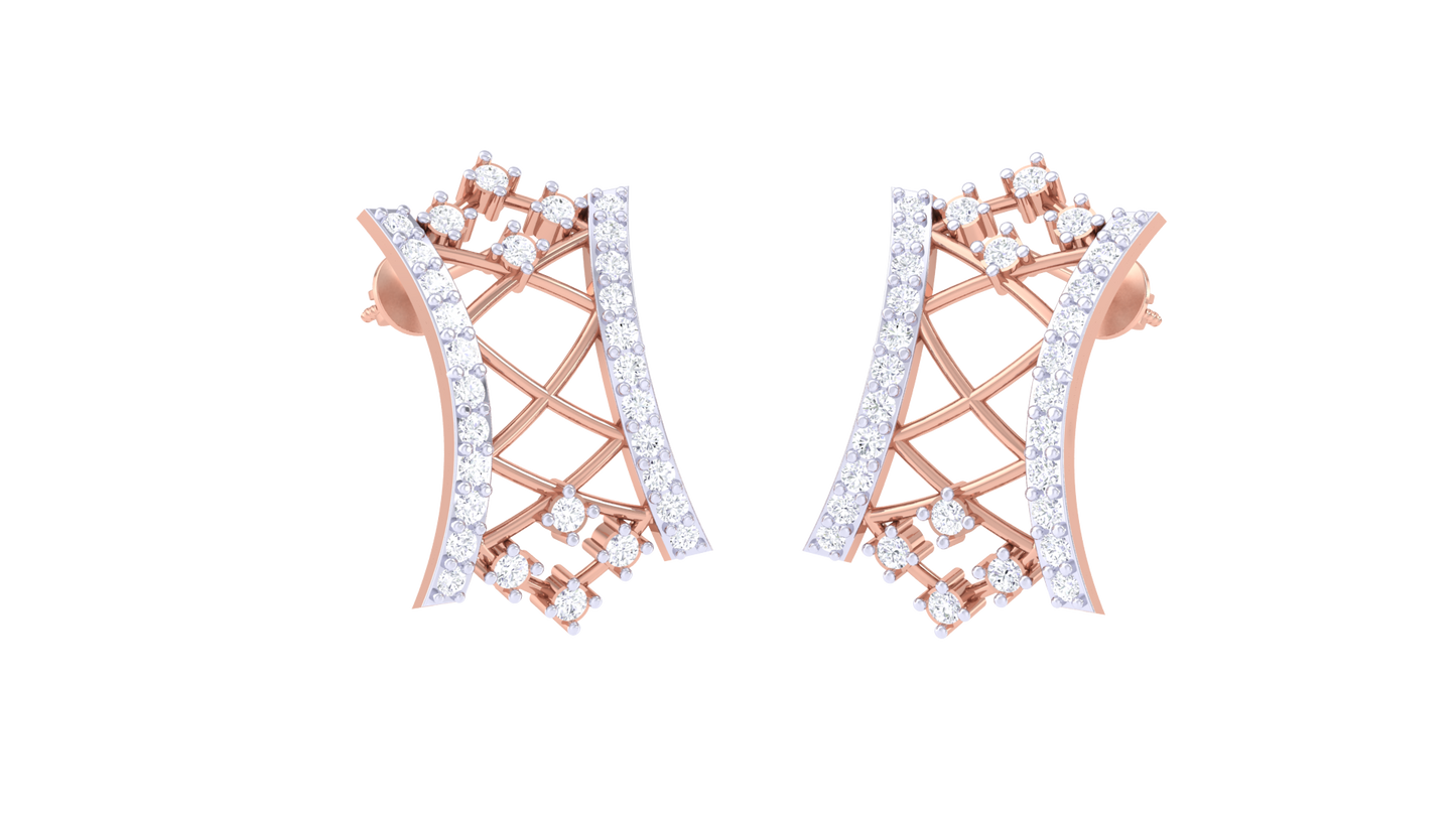 Lace Corse Drops Earrings In Rose Gold - 0.51 Ct Round Cut Diamonds