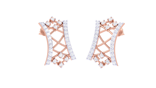 Lace Corse Drops Earrings In Rose Gold - 0.51 Ct Round Cut Diamonds