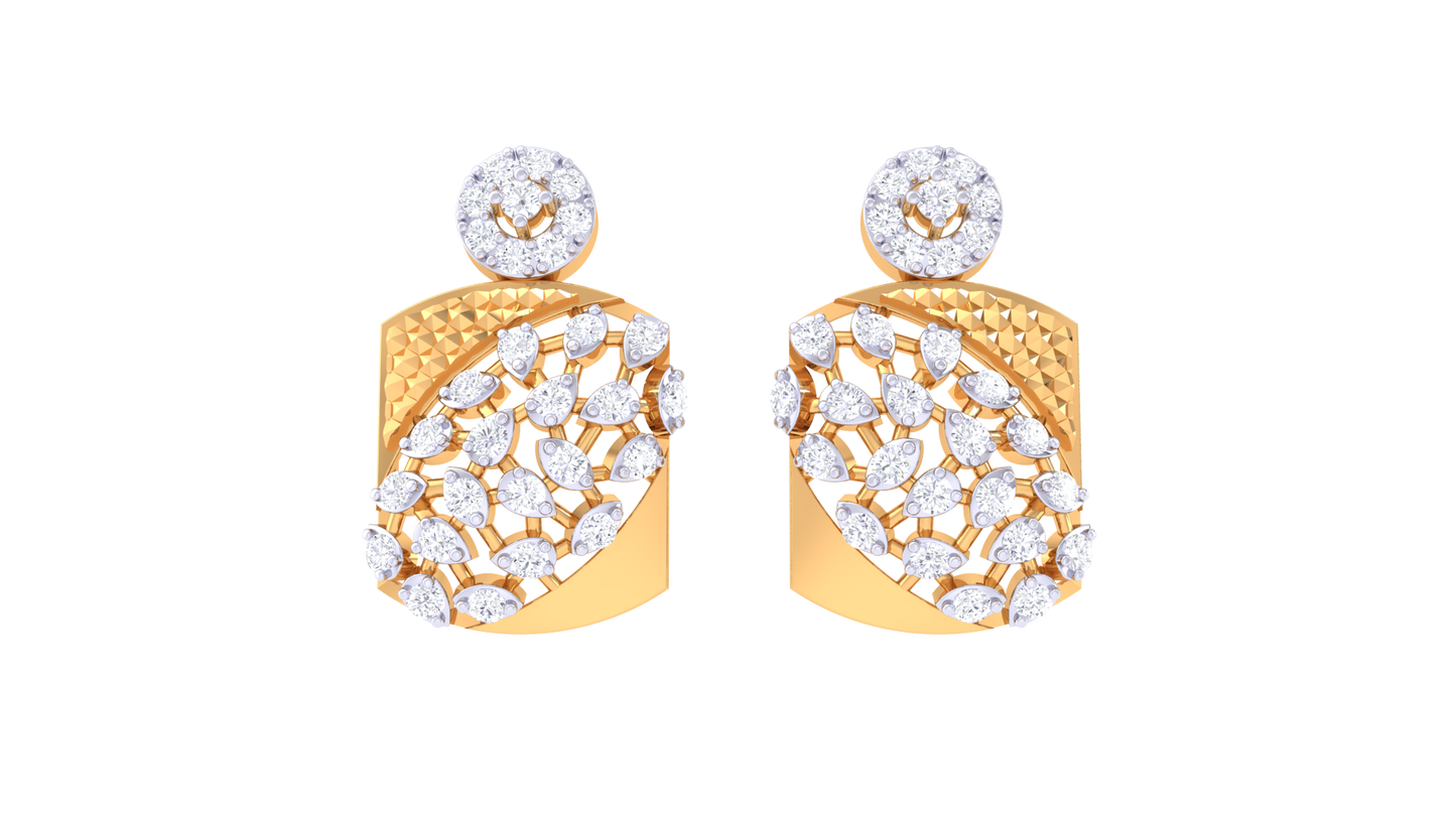 Geometric Glamour Stud Earrings In Yellow Gold - 0.46 Ct Round Diamonds