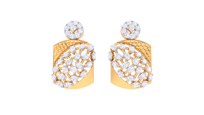 Geometric Glamour Stud Earrings In Yellow Gold - 0.46 Ct Round Diamonds