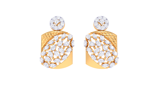 Geometric Glamour Stud Earrings In Yellow Gold - 0.46 Ct Round Diamonds