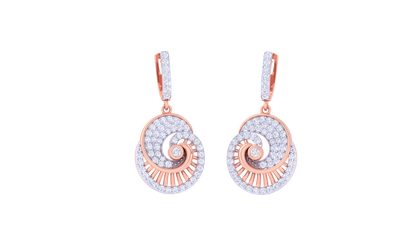 Spiral Hoop Earrings In Dual-Tone Gold Nautilus Design - 0.96 Ct Diamonds