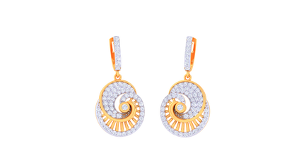 Spiral Hoop Earrings In Dual-Tone Gold Nautilus Design - 0.96 Ct Diamonds