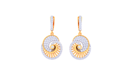 Spiral Hoop Earrings In Dual-Tone Gold Nautilus Design - 0.96 Ct Diamonds