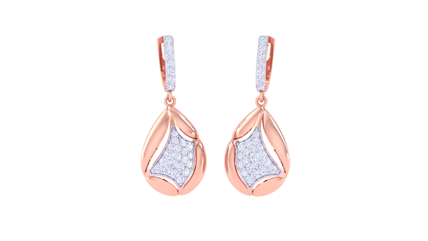 Starlight Teardrop Sparkle Hoop Earrings In Gold - 0.57 Ct Diamonds