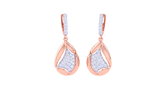 Starlight Teardrop Sparkle Hoop Earrings In Gold - 0.57 Ct Diamonds