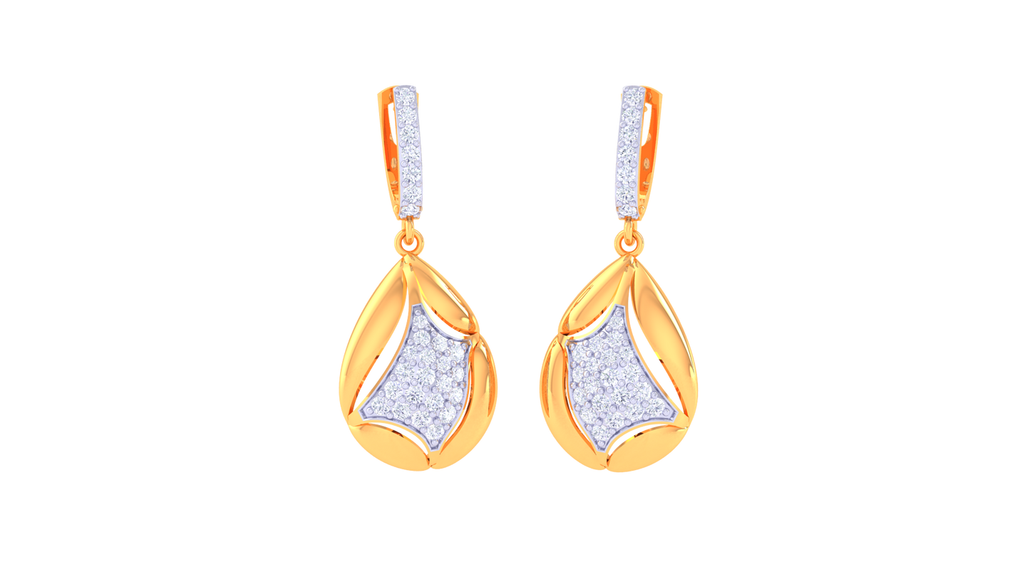 Starlight Teardrop Sparkle Hoop Earrings In Gold - 0.57 Ct Diamonds