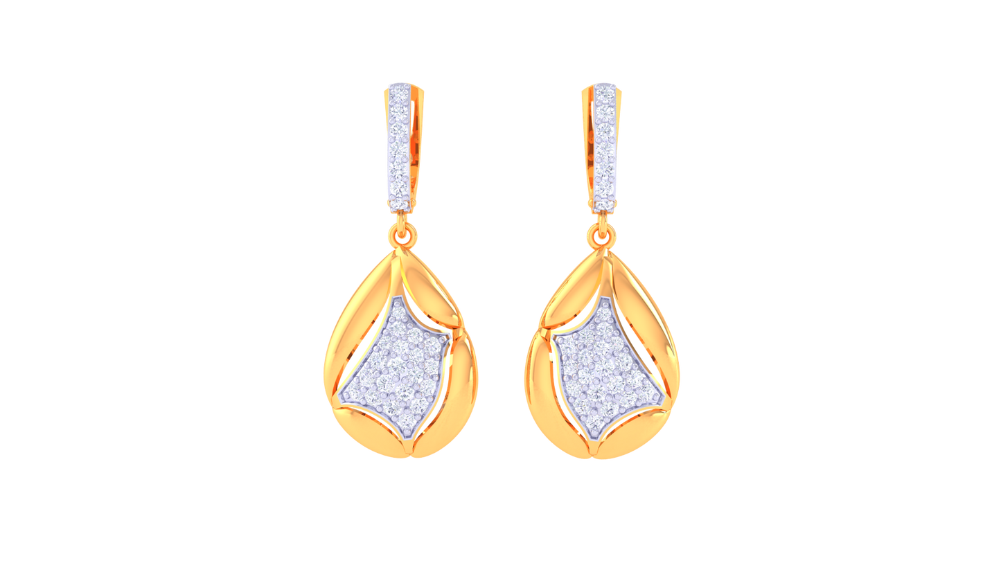Starlight Teardrop Sparkle Hoop Earrings In Gold - 0.57 Ct Diamonds