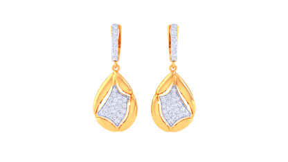 Starlight Teardrop Sparkle Hoop Earrings In Gold - 0.57 Ct Diamonds