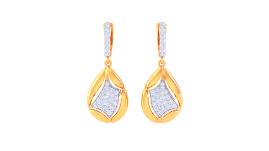 Starlight Teardrop Sparkle Hoop Earrings In Gold - 0.57 Ct Diamonds