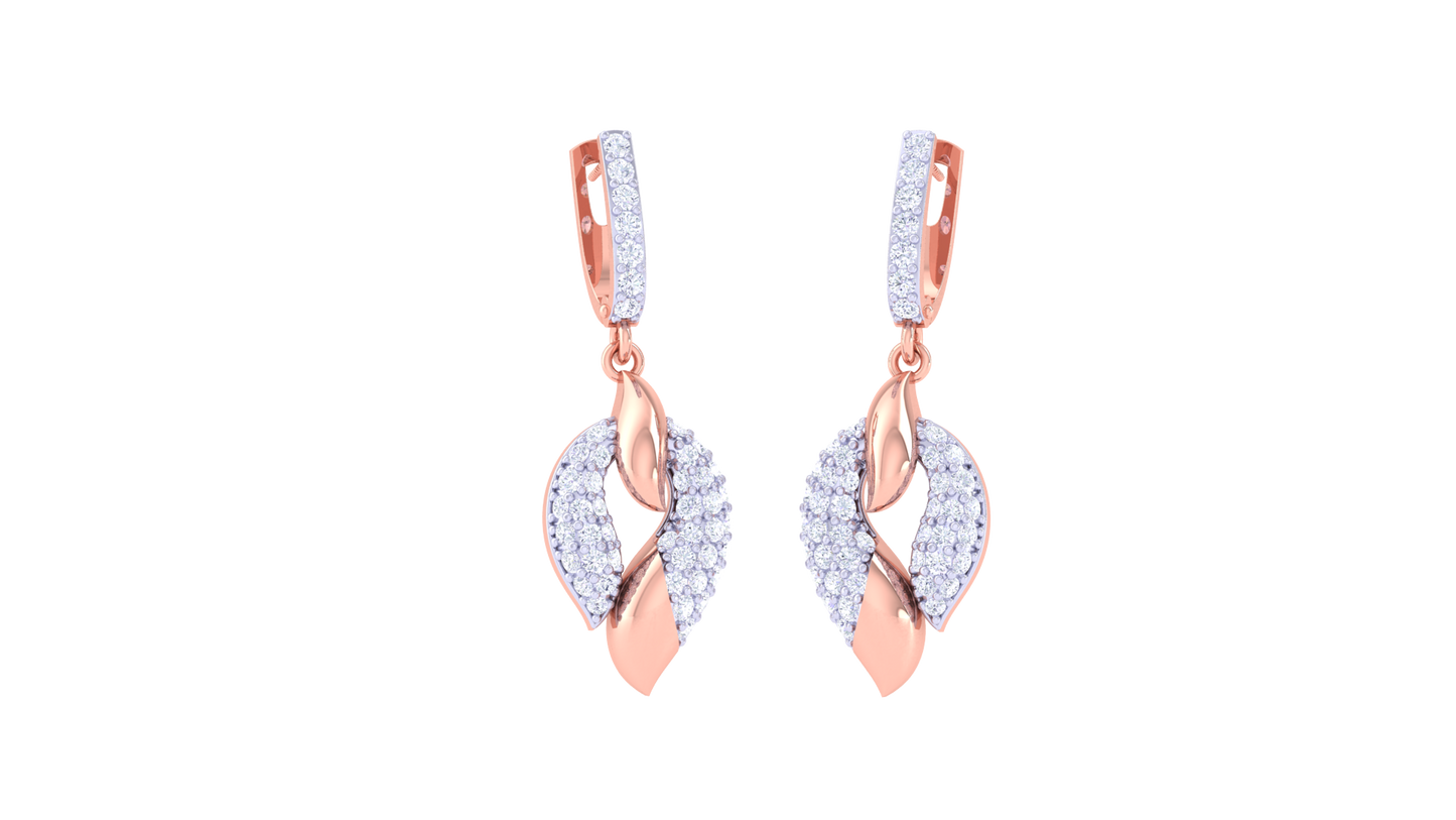Twisted Leaf Hoop Earrings In Gold - 0.75 Ct Diamonds