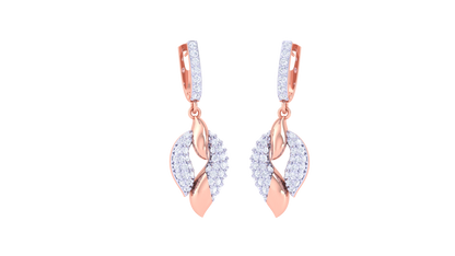 Twisted Leaf Hoop Earrings In Gold - 0.75 Ct Diamonds