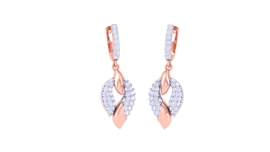 Twisted Leaf Hoop Earrings In Gold - 0.75 Ct Diamonds