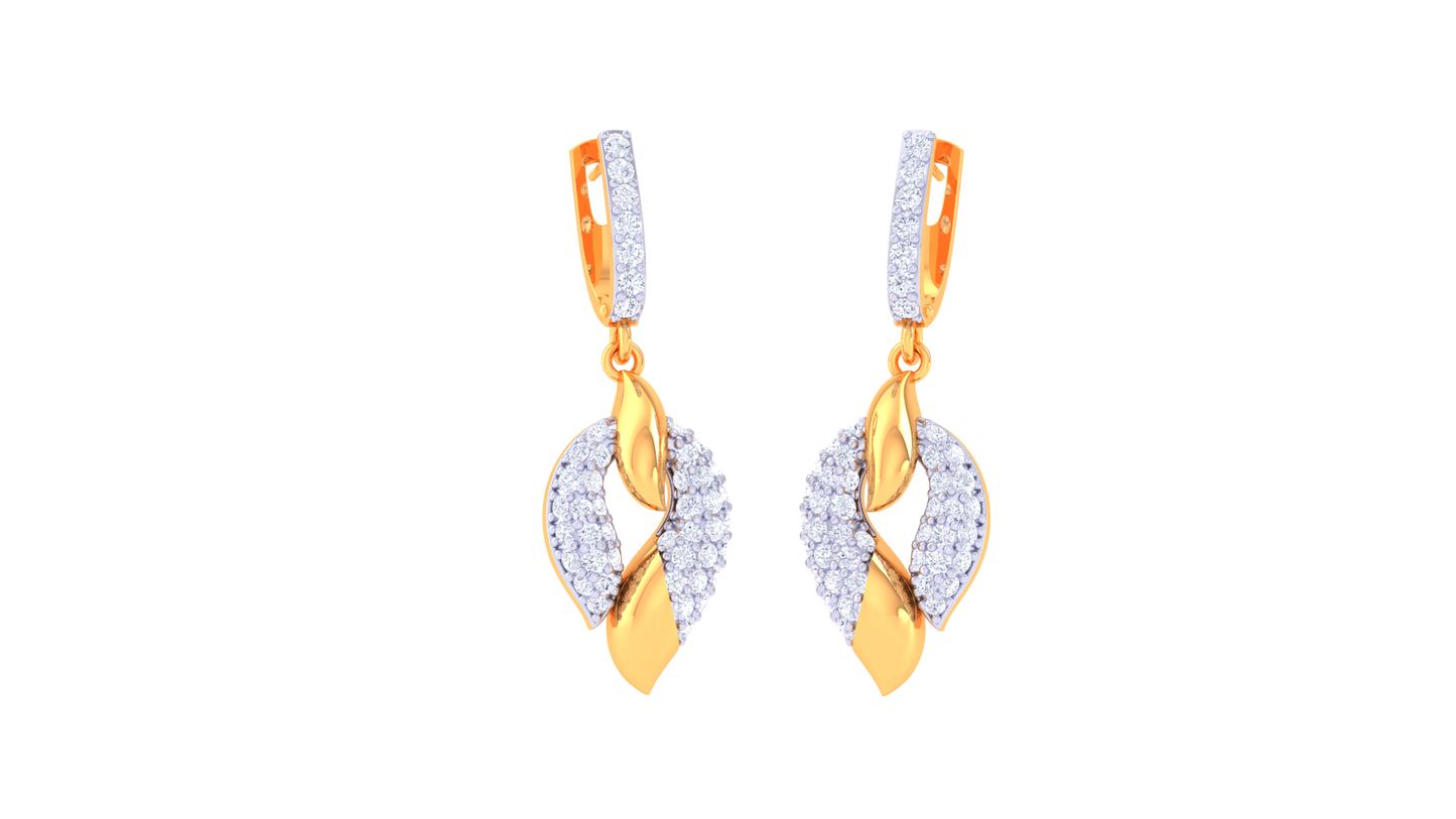 Twisted Leaf Hoop Earrings In Gold - 0.75 Ct Diamonds